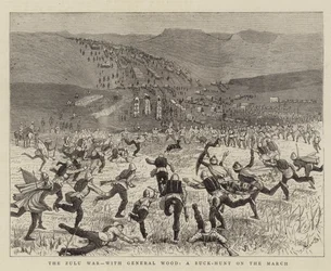 De Zoeloe-oorlog, met generaal Wood, een bokkenjacht tijdens de mars